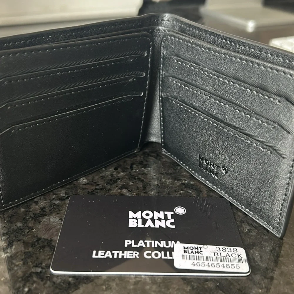 Mont Blanc Platinum Black Leather Wallet